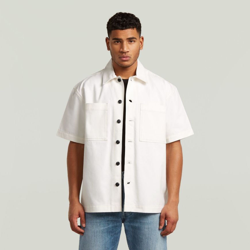 Picture of G-STAR MEN'S BOWLING 2-POCKET REGULAR SHIRT IN ECRU