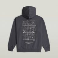 Picture of G-STAR MEN'S BACK GR LOOSE HOODED ZIP SWEAT IN PETROL 7