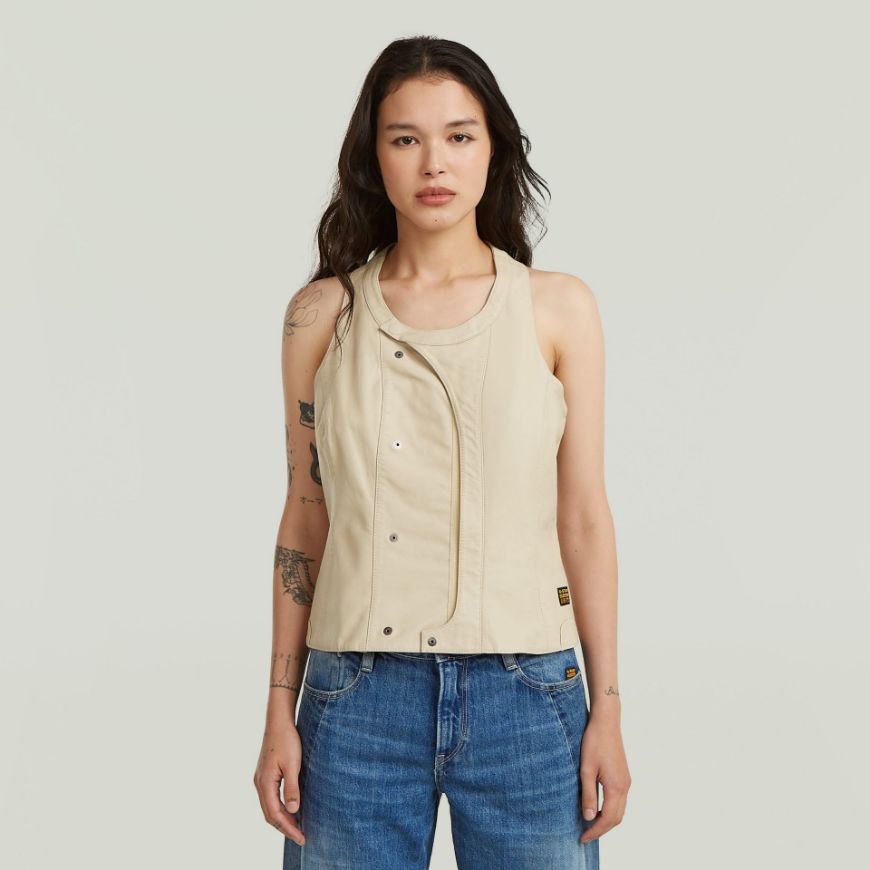 Снимка на G-STAR ДАМСКИ ЕЛЕК LEATHER WAISTCOAT CREAM