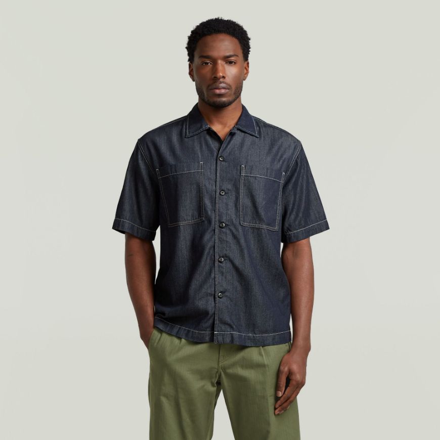 Picture of G-STAR MEN'S BOWLING 2-POCKET REGULAR SHIRT IN RINSED