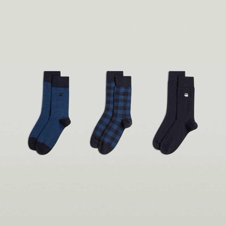 Снимка на G-STAR МЪЖКИ КОМПЛЕКТ ЧОРАПИ SOCKS 3-PACK MULTI BLACK AND BLUE