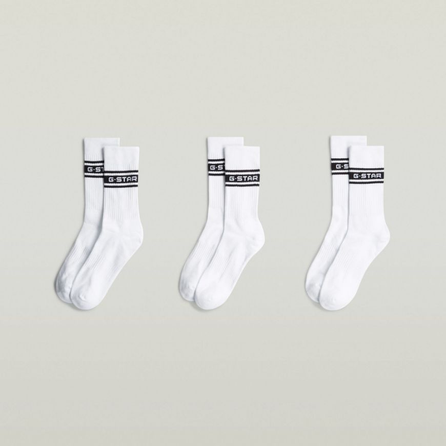 Снимка на G-STAR МЪЖКИ КОМПЛЕКТ ЧОРАПИ LOGO SOCKS 3-PACK BRIGHT WHITE