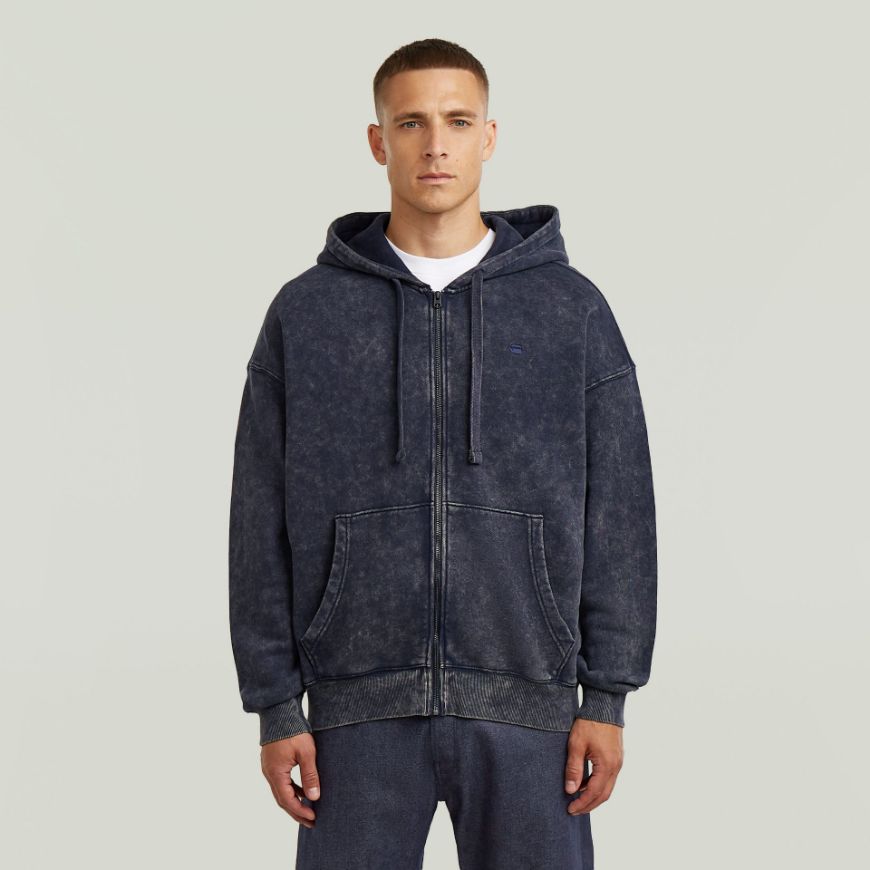 Снимка на G-STAR МЪЖКИ СУИТШЪРТ WASHED LOOSE FULL ZIP HOODED SWEATER SALUTE SMOKEY GD