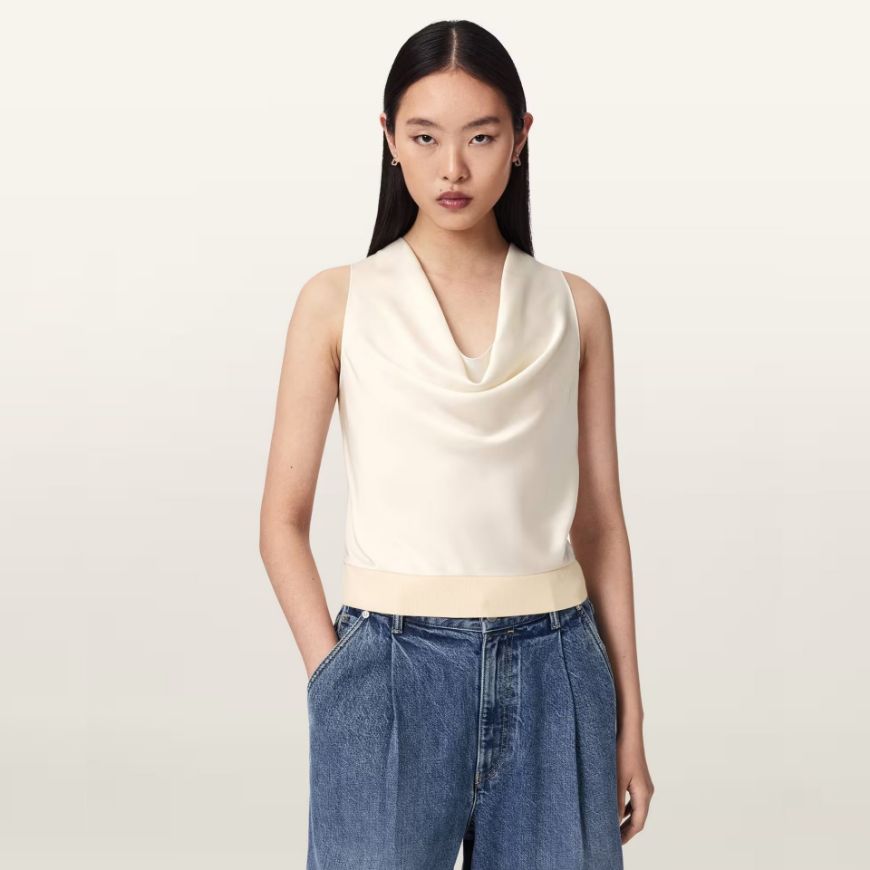 Picture of ALLSAINTS WOMEN'S ZOEY COWL TOP ANTIQUE WHITE