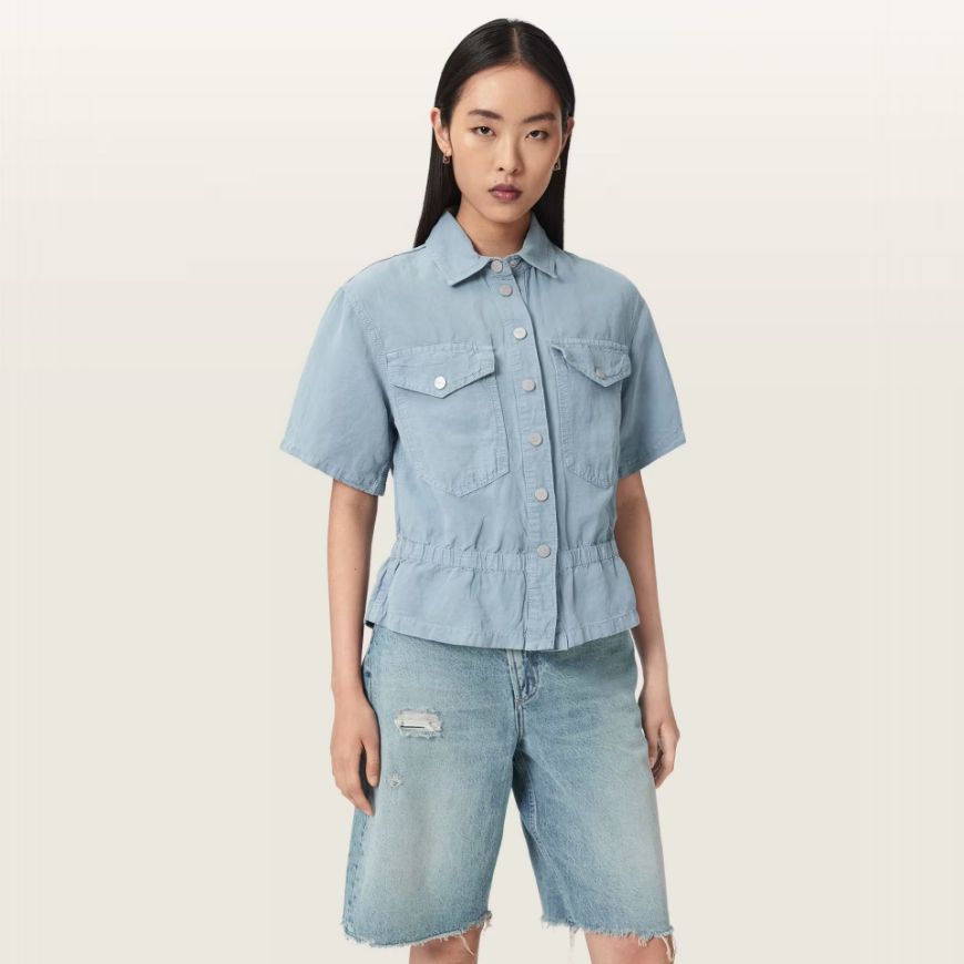 Снимка на ALLSAINTS ДАМСКА РИЗА TOVE SHORT SLEEVE DENIM SHIRT LIGHT BLUE