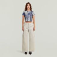 Picture of G-STAR WOMEN'S SLIM RIB AOP TOP IN DENIM FLAME AOP 5