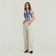 Picture of G-STAR WOMEN'S SLIM RIB AOP TOP IN DENIM FLAME AOP 4