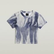 Picture of G-STAR WOMEN'S SLIM RIB AOP TOP IN DENIM FLAME AOP 7
