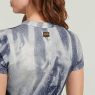 Picture of G-STAR WOMEN'S SLIM RIB AOP TOP IN DENIM FLAME AOP 3