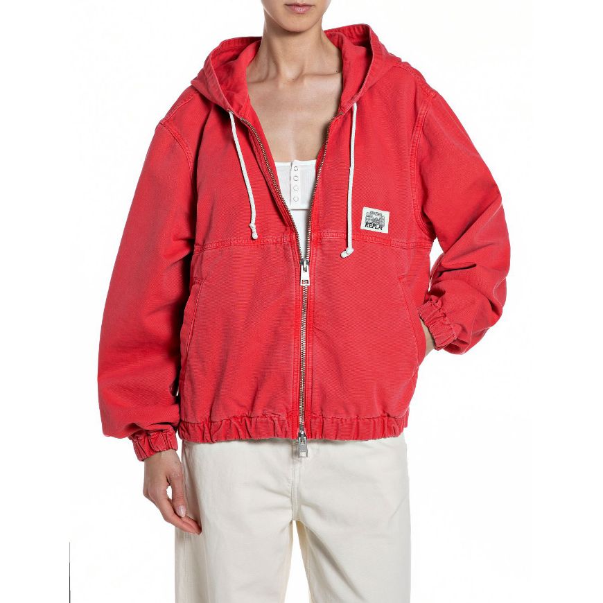 Снимка на REPLAY WOMEN'S FULL ZIP CANVAS JACKET WITH HOOD В НАНТЪКЕТ ЧЕРВЕНО