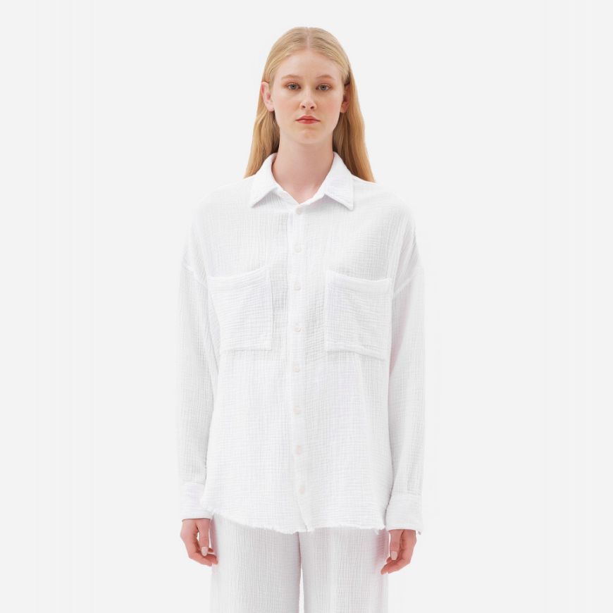 Снимка на DIRTY LAUNDRY ДАМСКА РИЗА RELAXED SHIRT WITH RAW EDGES В БЯЛО
