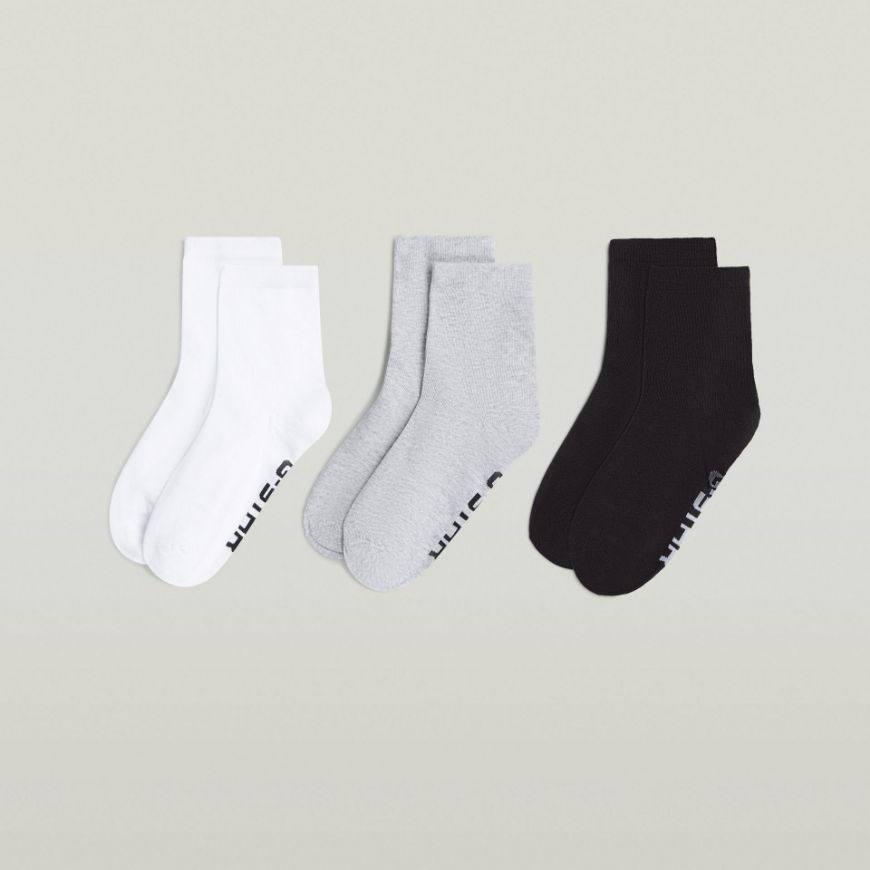 Picture of G-STAR WOMEN'S ANKLET SOCK 3-PACK WHITE GREY BLACK