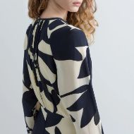 Снимка на REPLAY ДАМСКА РОКЛЯ LONG DRESS WITH TWO-TONE FLORAL PRINT WHITE/BLACK 3