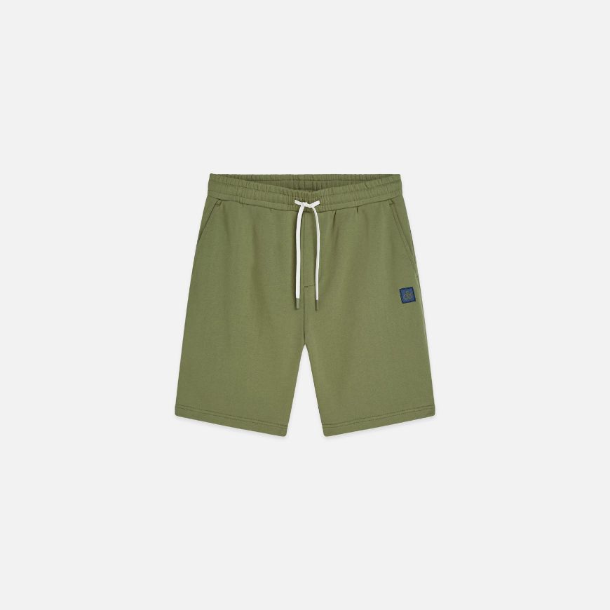 Picture of SCOTCH&SODA MEN'S LOGO BADGE REGULAR FIT SWEATSHORTS - OIL GREEN
