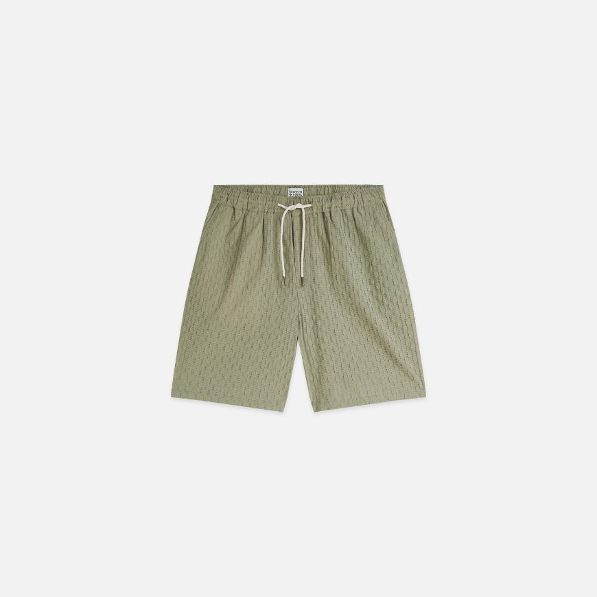 Picture of SCOTCH&SODA MEN'S JACQUARD SEERSUCKER BERMUDA SHORTS - OIL GREEN
