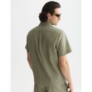 Picture of SCOTCH&SODA MEN'S JACQUARD SEER-SUCKER REGULAR FIT SHORT-SLEEVED SHIRT - OIL GREEN 5