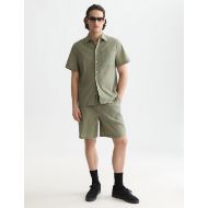 Picture of SCOTCH&SODA MEN'S JACQUARD SEER-SUCKER REGULAR FIT SHORT-SLEEVED SHIRT - OIL GREEN 7