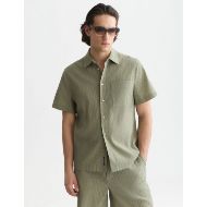 Picture of SCOTCH&SODA MEN'S JACQUARD SEER-SUCKER REGULAR FIT SHORT-SLEEVED SHIRT - OIL GREEN 4