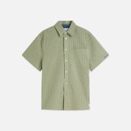 Picture of SCOTCH&SODA MEN'S JACQUARD SEER-SUCKER REGULAR FIT SHORT-SLEEVED SHIRT - OIL GREEN 1