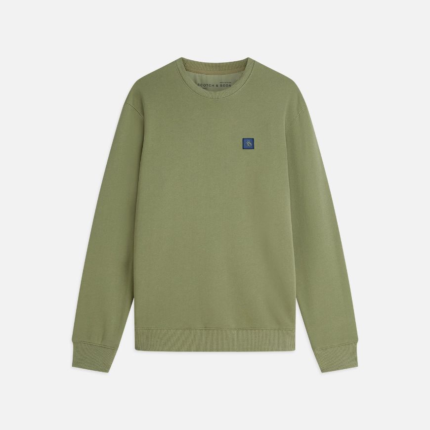 Picture of SCOTCH&SODA MEN'S SEASONAL CORE LOGO BADGE REGULAR FIT SWEATSHIRT - OIL GREEN