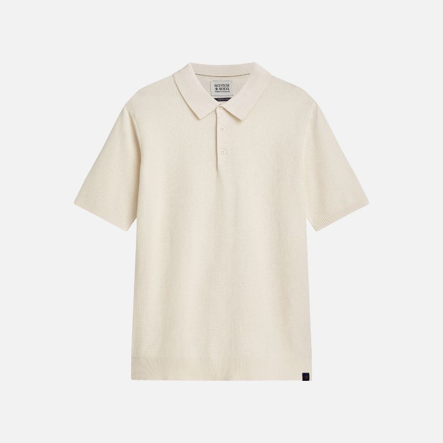 Снимка на SCOTCH&SODA МЪЖКА БЛУЗА SEASONAL CORE STRUCTURED KNITTED REGULAR FIT POLO - EGGNOG