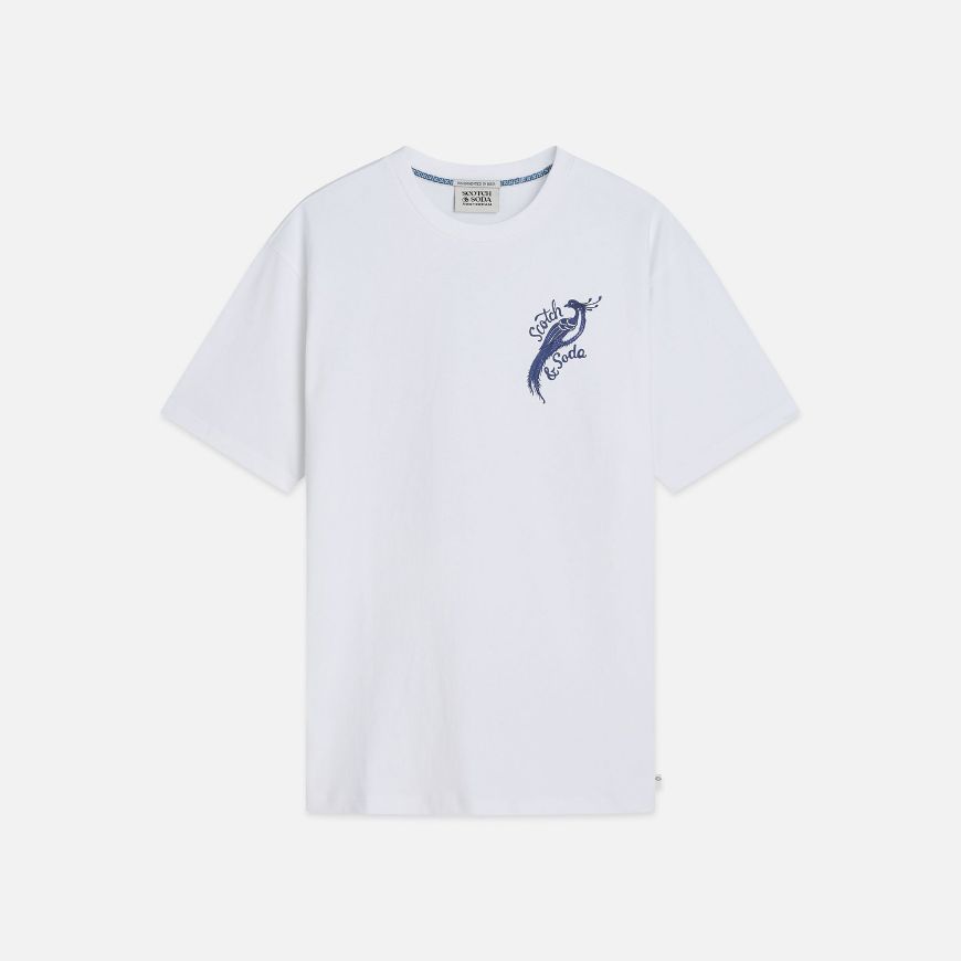 Снимка на SCOTCH&SODA МЪЖКА БЛУЗА DELFTS BLAUW FRONT AND BACK ARTWORK RELAXED FIT - BRIGHT WHITE