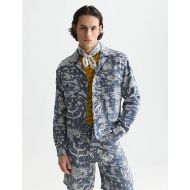 Picture of SCOTCH&SODA MEN'S DELFTS BLAUW JACQUARD TRUCKER JACKET - DELFT TILES BLUE 4