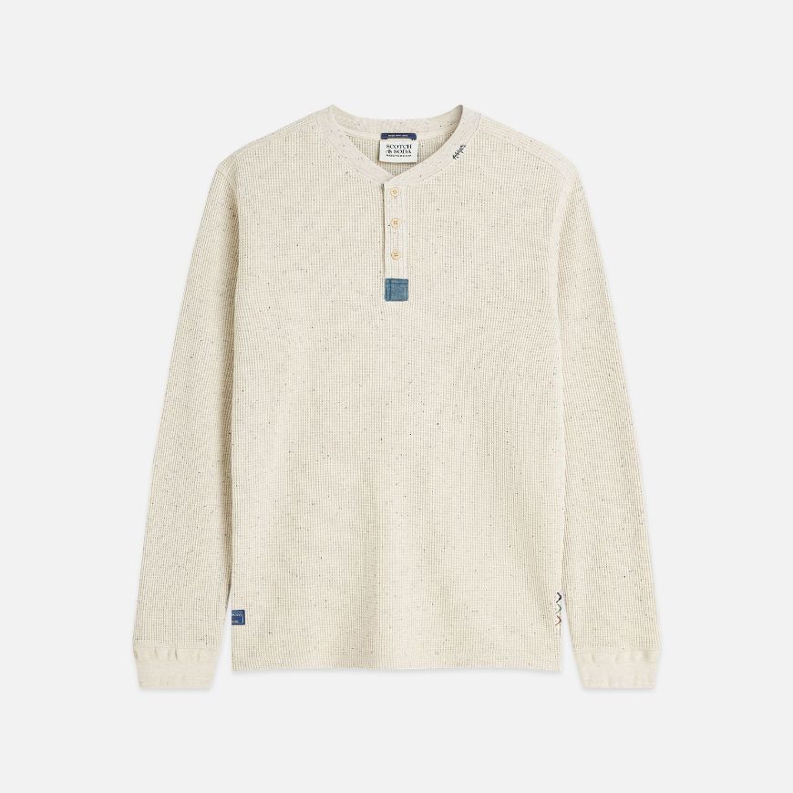 Снимка на SCOTCH&SODA МЪЖКА БЛУЗА HENLEY MELANGE REGULAR FIT LONG-SLEEVED - OATMEAL MELANGE