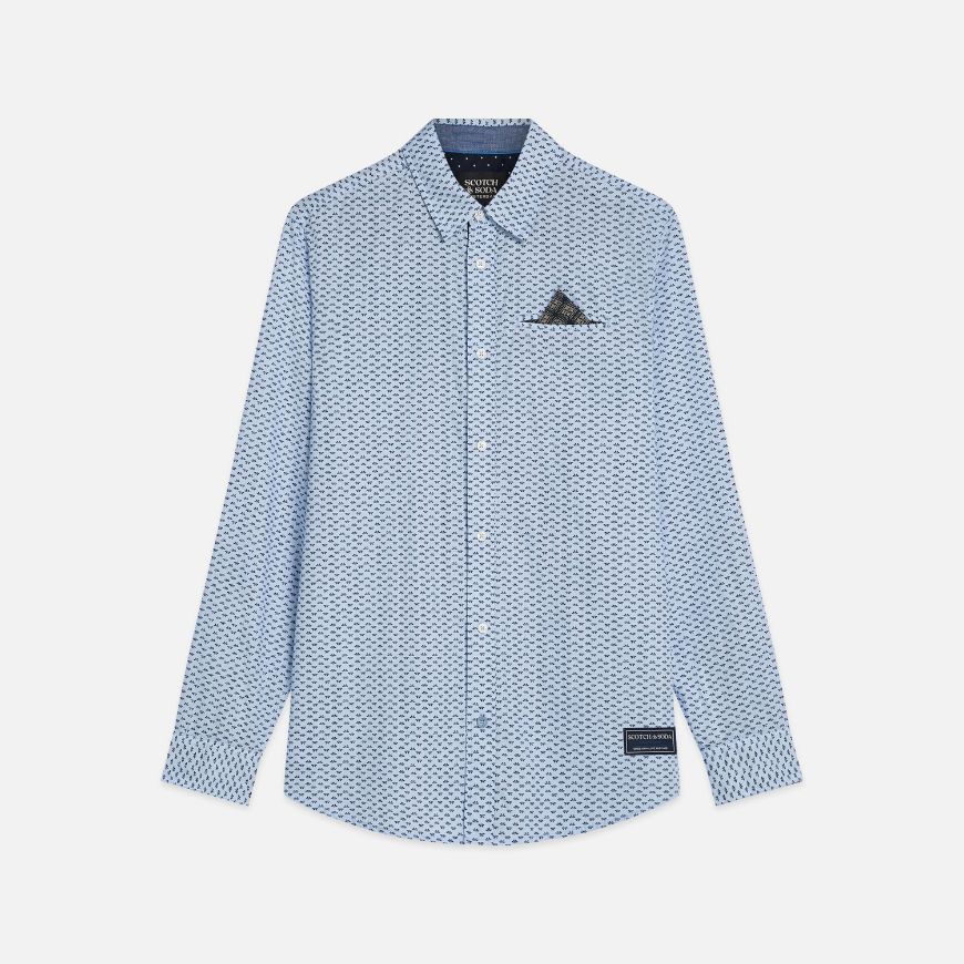 Picture of SCOTCH&SODA MEN'S PRINTED COTTON POPLIN REGULAR FIT SHIRT - FLOWER DITSY WINDSURFER