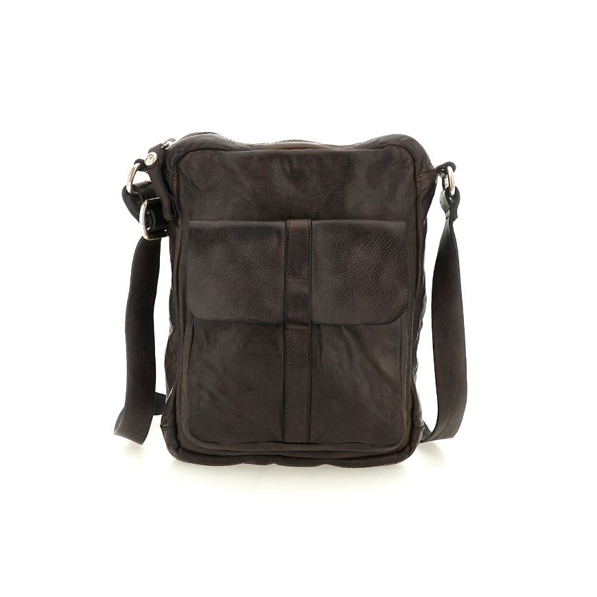 Picture of CAMPOMAGGI MEN'S SMALL CROSSBODY BAG LIMONE IN GARMENT-DYED COWHIDE LEATHER IN GREY