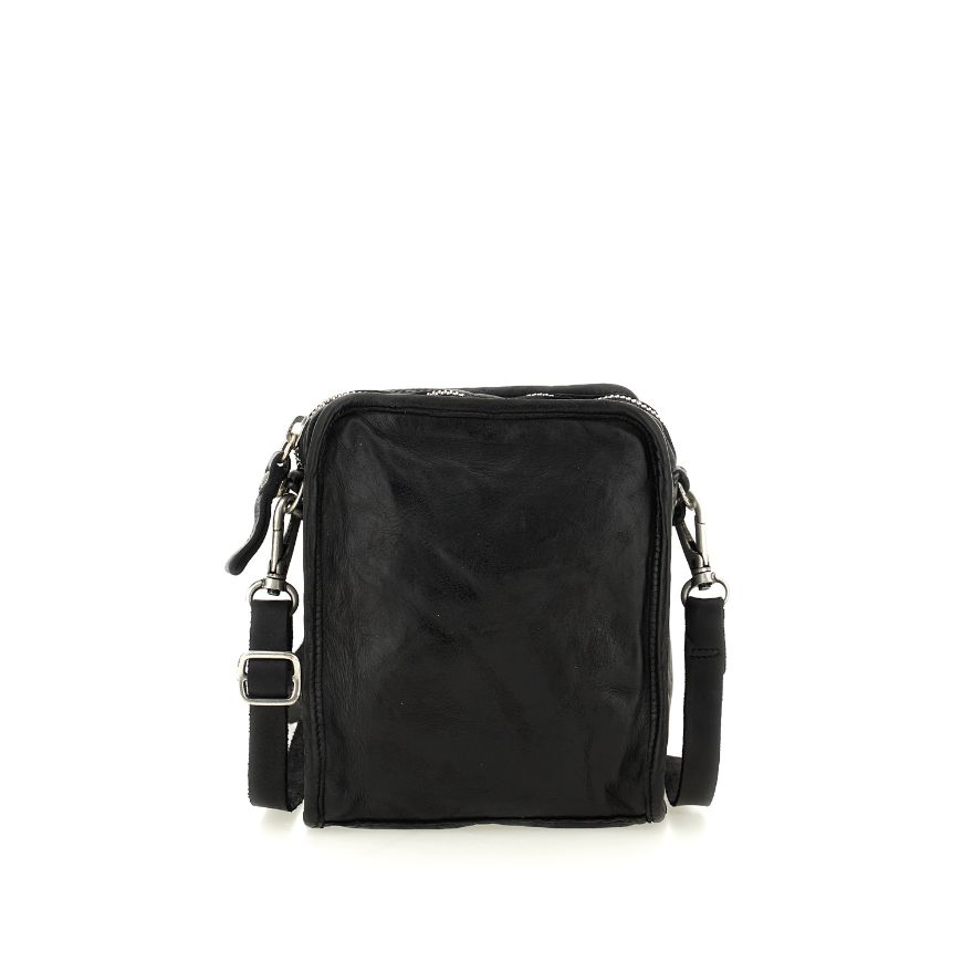 Picture of CAMPOMAGGI MEN'S CROSSBODY BAG CIPRESSO IN GARMENT-DYED COWHIDE LEATHER IN BLACK