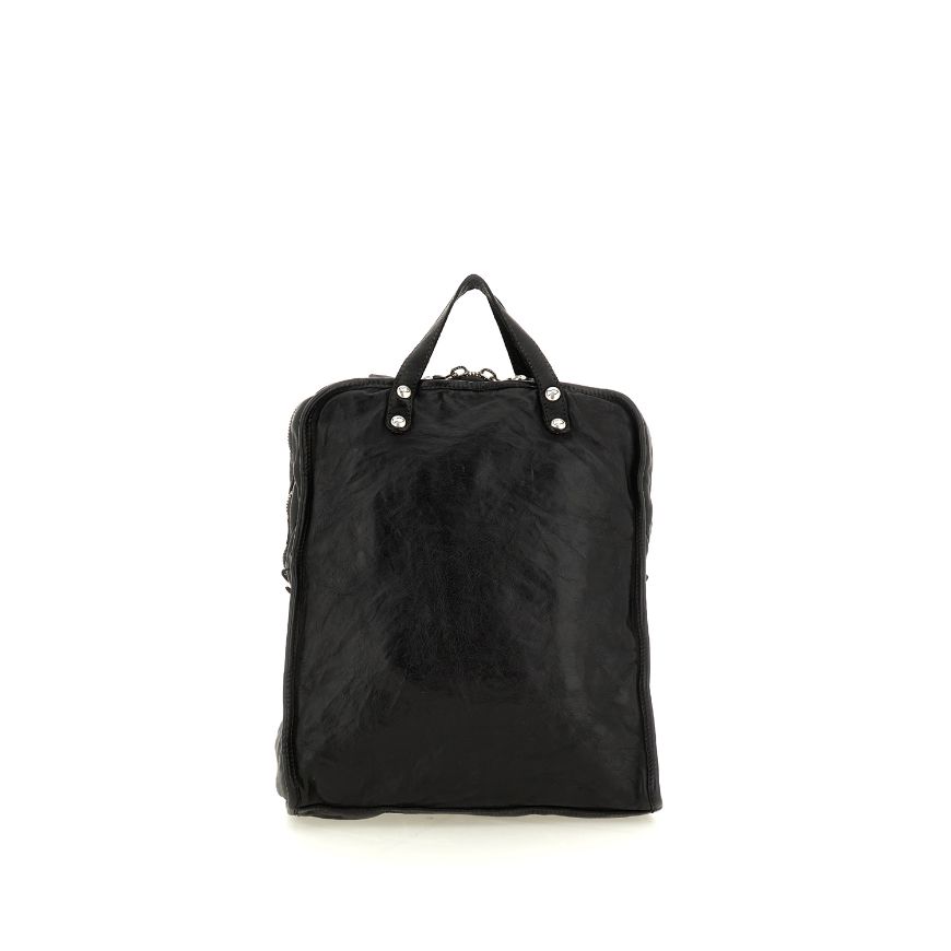 Picture of CAMPOMAGGI MEN'S SHOPPING BAG ABETE IN IN GARMENT-DYED COWHIDE LEATHER IN BLACK