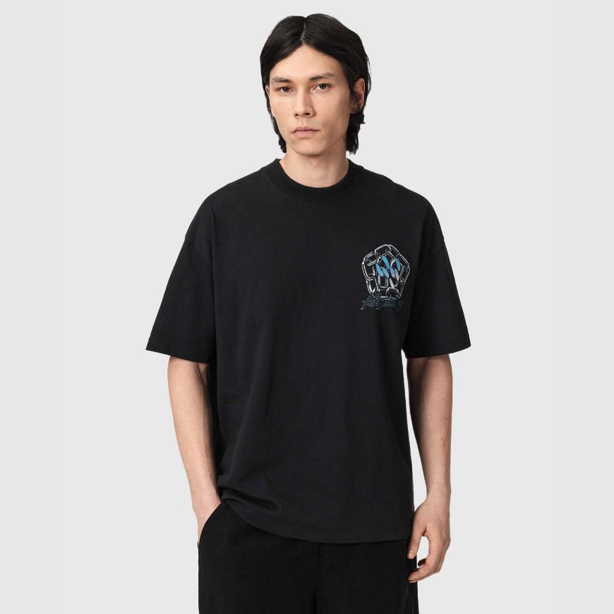 Picture of ALLSAINTS MEN'S AFFIX SHORT SLEEVE CREW WASHED BLACK
