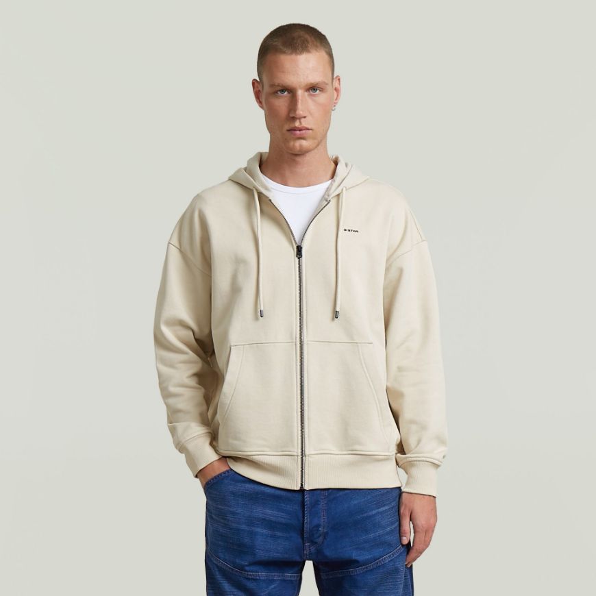 Снимка на G-STAR МЪЖКИ СУИТШЪРТ BACK GR LOOSE HOODED ZIP SWEAT WHITEBAIT