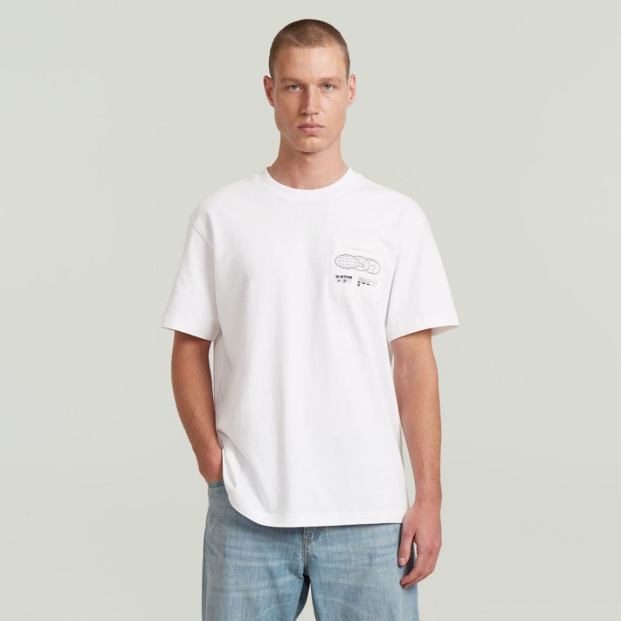Picture of G-STAR MEN'S APPLIQUE GR T-SHIRT IN WHITE