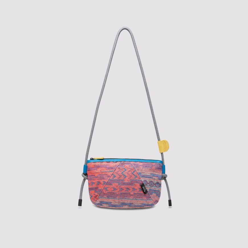 Picture of FLOWER MOUNTAIN WOMEN'S POCKET BAG - CANVAS ORANGE EMBROIDERY CROSS BODY BAG - ORANGE-LIGHT BLUE