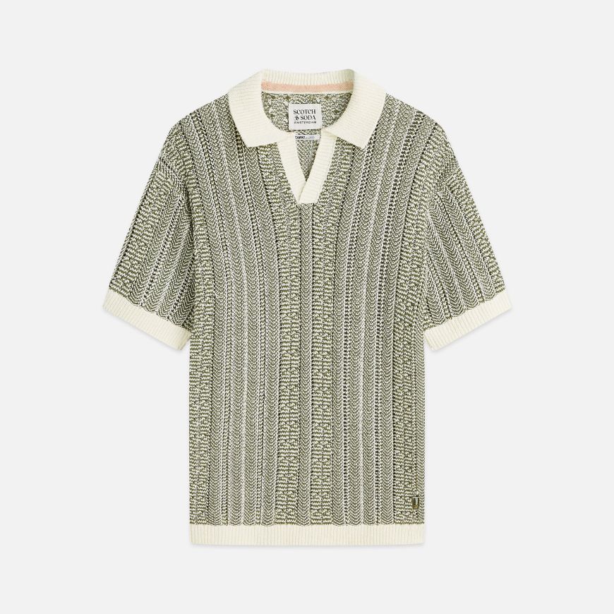 Снимка на SCOTCH&SODA МЪЖКИ ПУЛОВЕР MULTI STITCH EXTRA DROPPED SHOULDER POLO - EGGNOG MELANGE