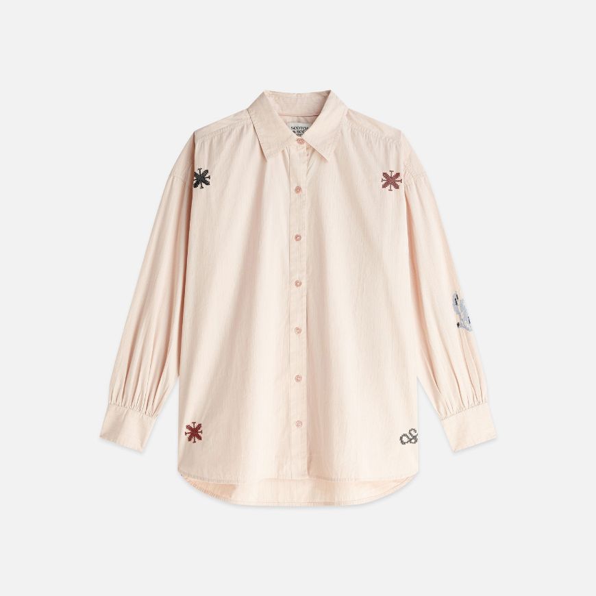 Снимка на SCOTCH&SODA ДАМСКА РИЗА STRIPED EMBROIDERED OVERSIZED FIT - ROSE DUST STRIPE