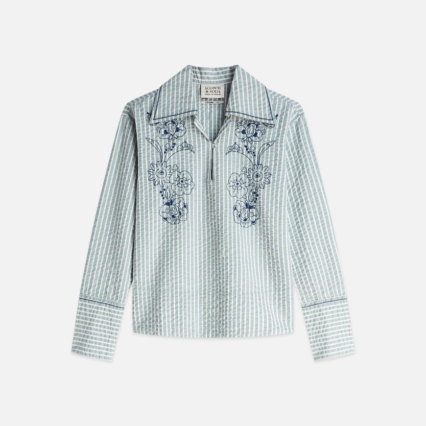 Снимка на SCOTCH&SODA ДАМСКА БЛУЗА EMBROIDERED STRUCTURED LONG-SLEEVED TUNIC - ARONA STRIPE