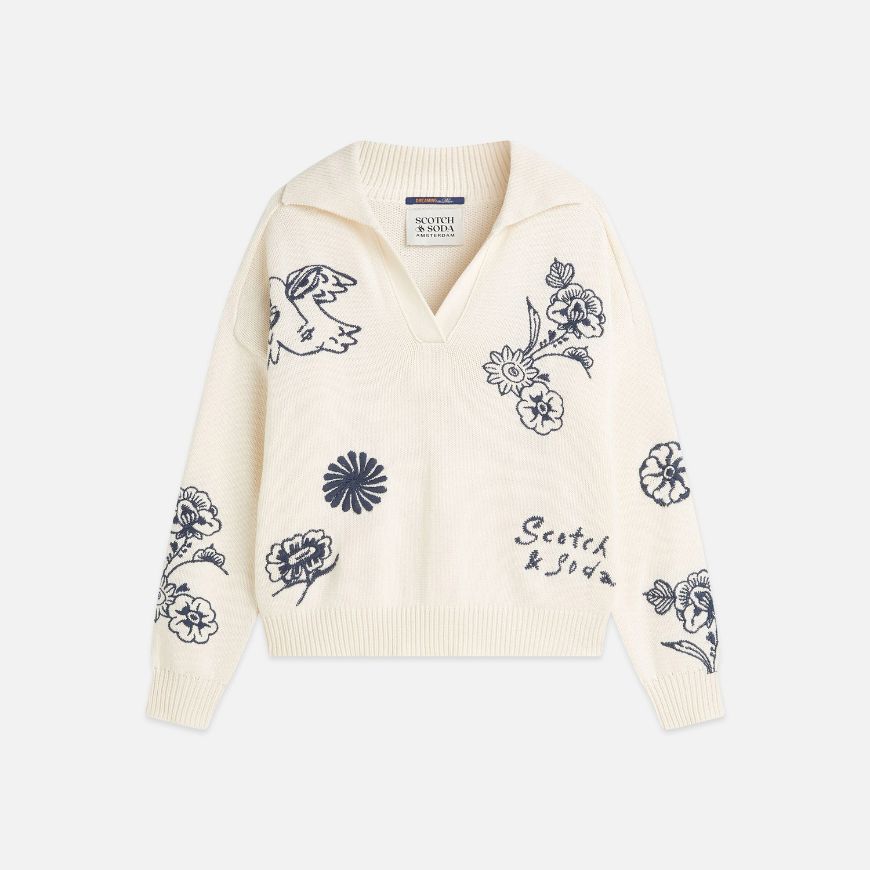 Снимка на SCOTCH&SODA ДАМСКИ ПУЛОВЕР EMBROIDERED OVERSIZED FIT - EGGNOG