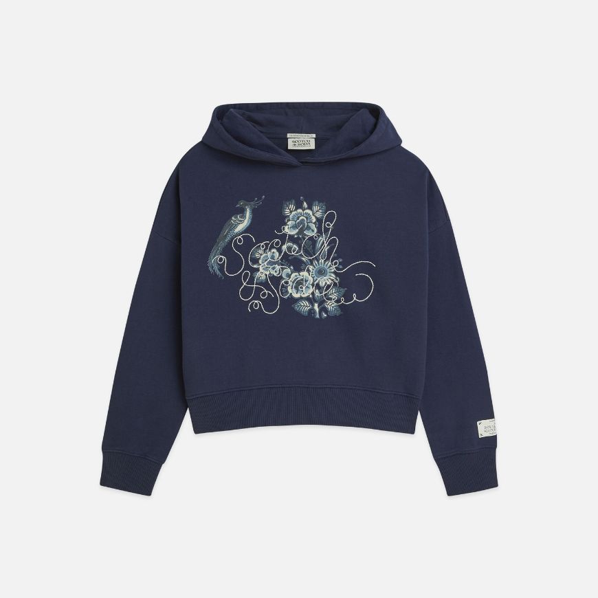 Снимка на SCOTCH&SODA ДАМСКИ СУИТШЪРТ EMBROIDERED DETAIL RELAXED FIT HOODIE - PEACOAT
