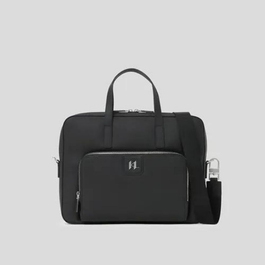 Снимка на KARL LAGERFELD МЪЖКА ЧАНТА ЗА ЛАПТОП MONOGRAM LEATHER BRIEFCASE BLACK
