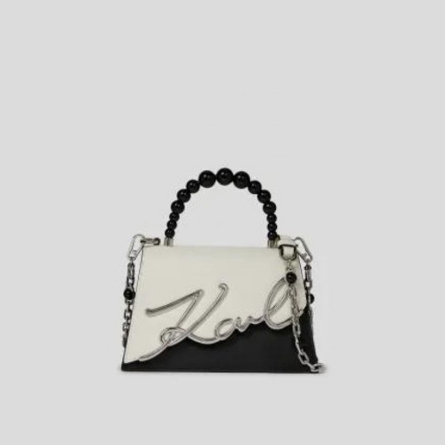Снимка на KARL LAGERFELD ДАМСКА ЧАНТА SIGNATURE 2.0 SM CB PEARLS WHITE/BLACK