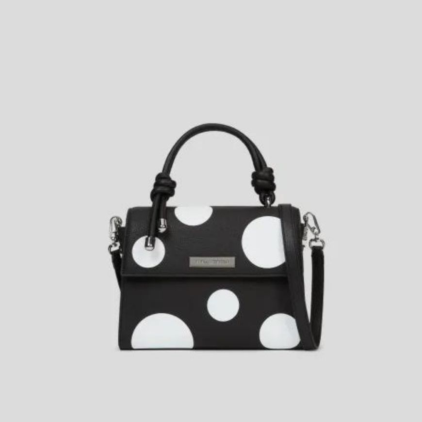 Снимка на KARL LAGERFELD ДАМСКА ЧАНТА IKON PEBBLE CB SATCHEL KNOTS VARIABLE BW POLKA DOT