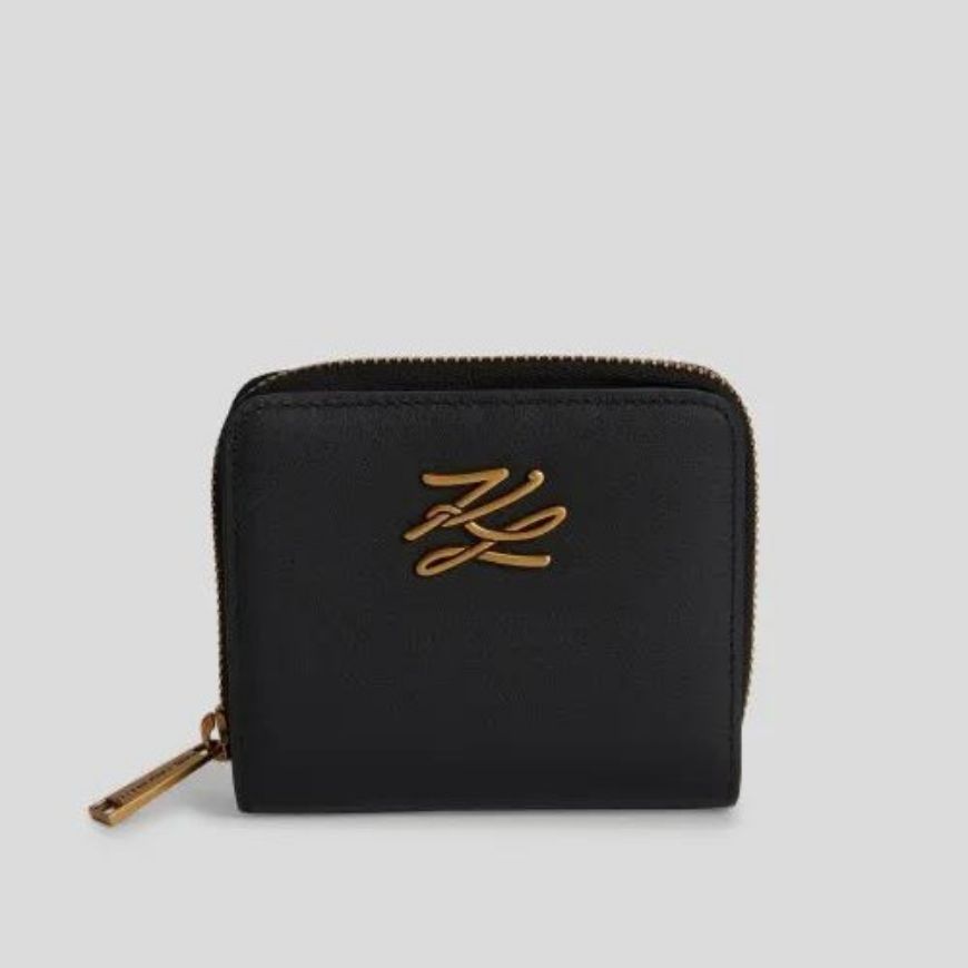 Picture of KARL LAGERFELD WOMEN'S AUTOGRAPH MD BIFOLD WALLET BLACK/GOLD