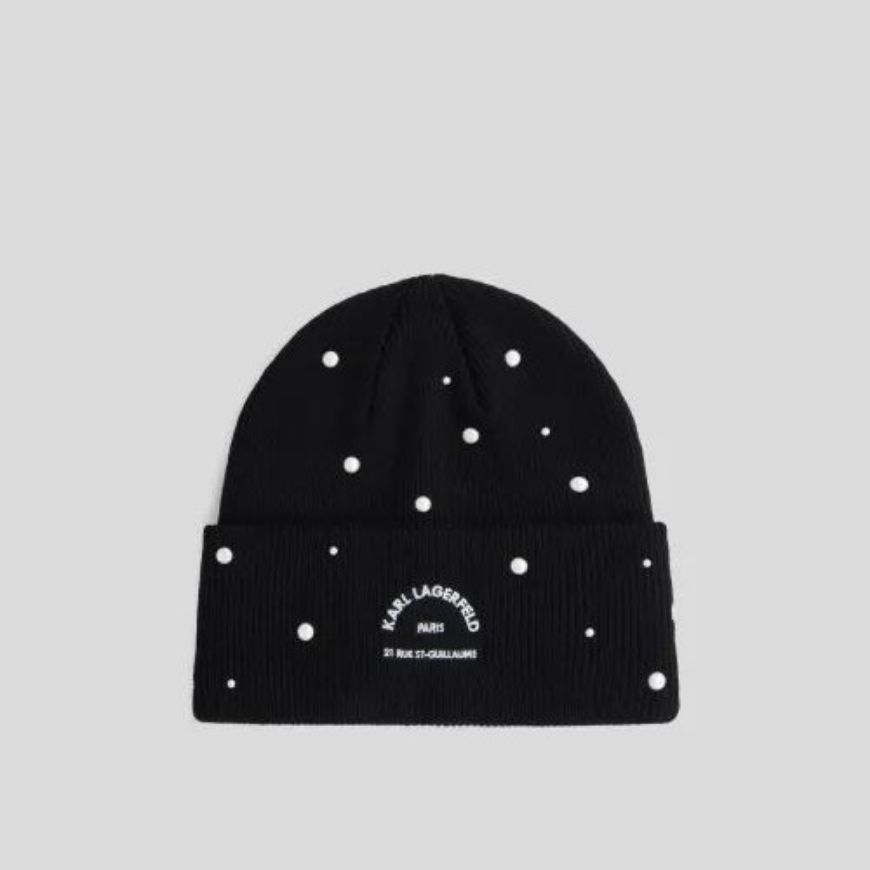 Picture of KARL LAGERFELD WOMEN'S RSG PEARLS BEANIE BLACK