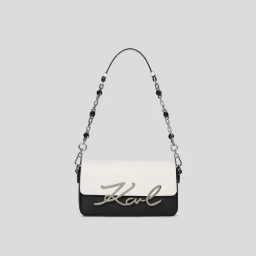 Снимка на KARL LAGERFELD ДАМСКА ЧАНТА SIGNATURE 2.0 SM SHB BLACK/WHITE