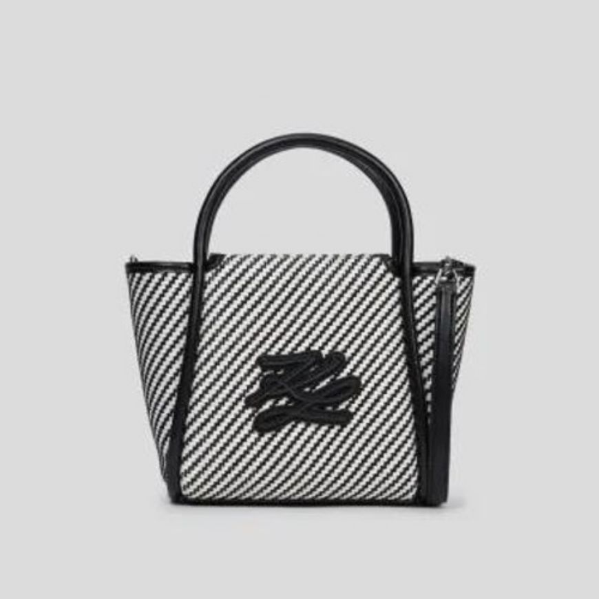 Снимка на KARL LAGERFELD ДАМСКА ЧАНТА AUTOGRAPH PATCH S TOTE BRAID WHITE/BLACK