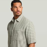 Picture of G-STAR MEN'S ONE POCKET REGULAR SHIRT IN DK NURI GREEN WIDE STRIPE 3