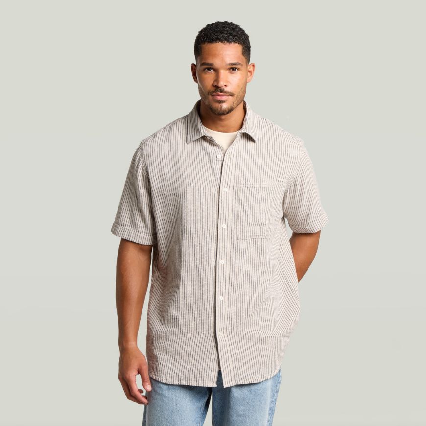 Picture of G-STAR MEN'S ONE POCKET REGULAR SHIRT IN RANK BLUE SLIM STRIPE